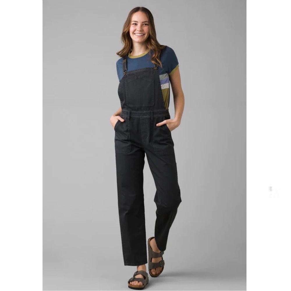 Prana NEW Charcoal Black Organic Cotton Sancho Overalls